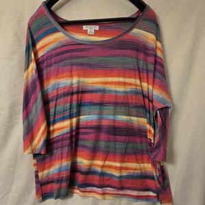 Liz Claiborne Purple and Orange Boxy Long Sleeve Tee